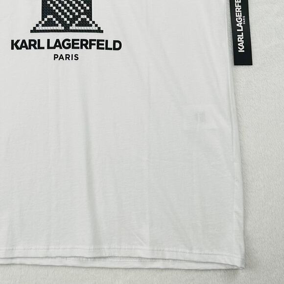 Karl Lagerfeld Paris Men’s Medium White Logo T-Shirt Cool Tuxedo Man - Picture 7 of 13
